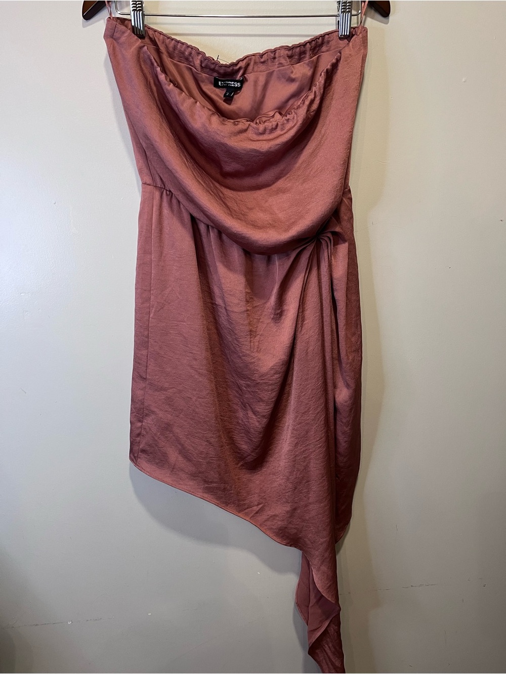 Express Rose-Mauve Strapless Satin Dress